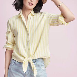 Loft Striped Tie Front Everyday Shirt Blouse Medium